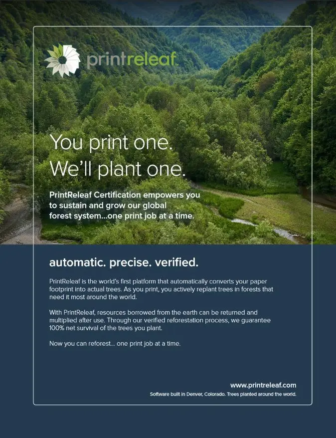 Full Brochure Cover, PrintReleaf, Pear Tree  Enterprises